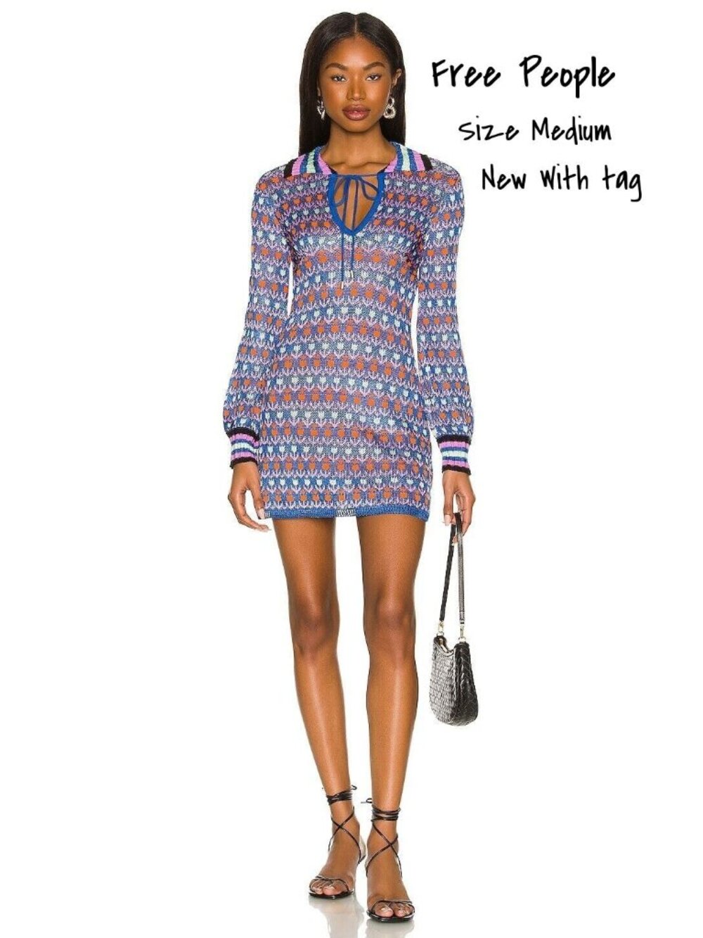 Free People Blue Mini Knit Sweater Dress - New With Tags, Size Medium